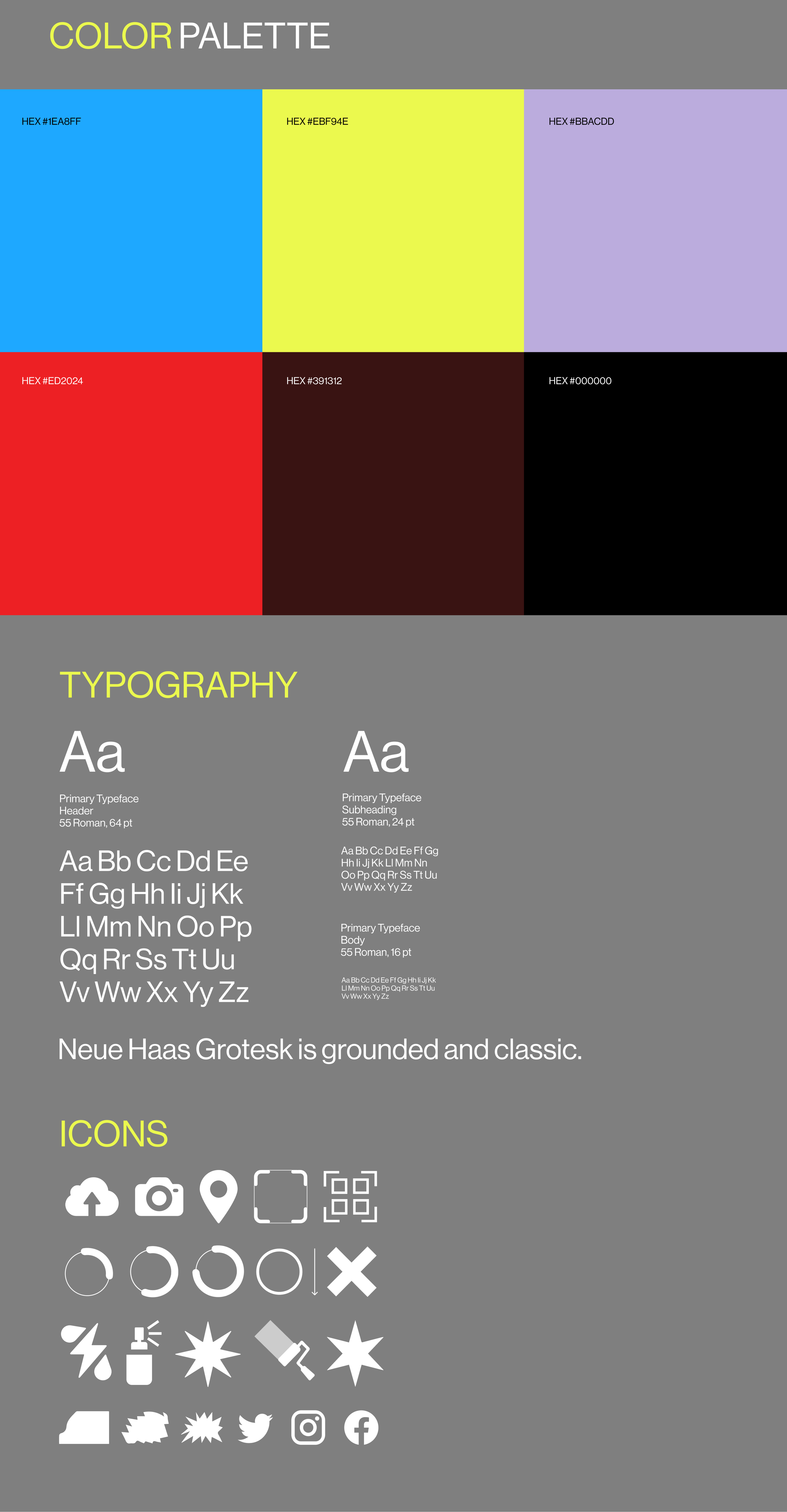 Mural Guard design system: colour palette, typography and icons