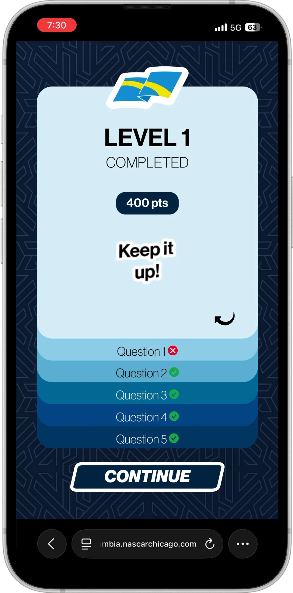 The Trivia game on a phone